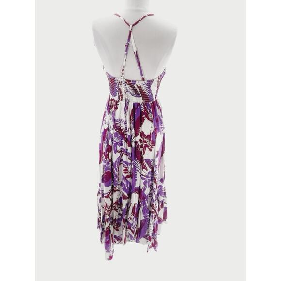 Free People Intimately Heat Wave Smocked floral
Maxi Dress purple ruffle sz M - Picture 6 of 7